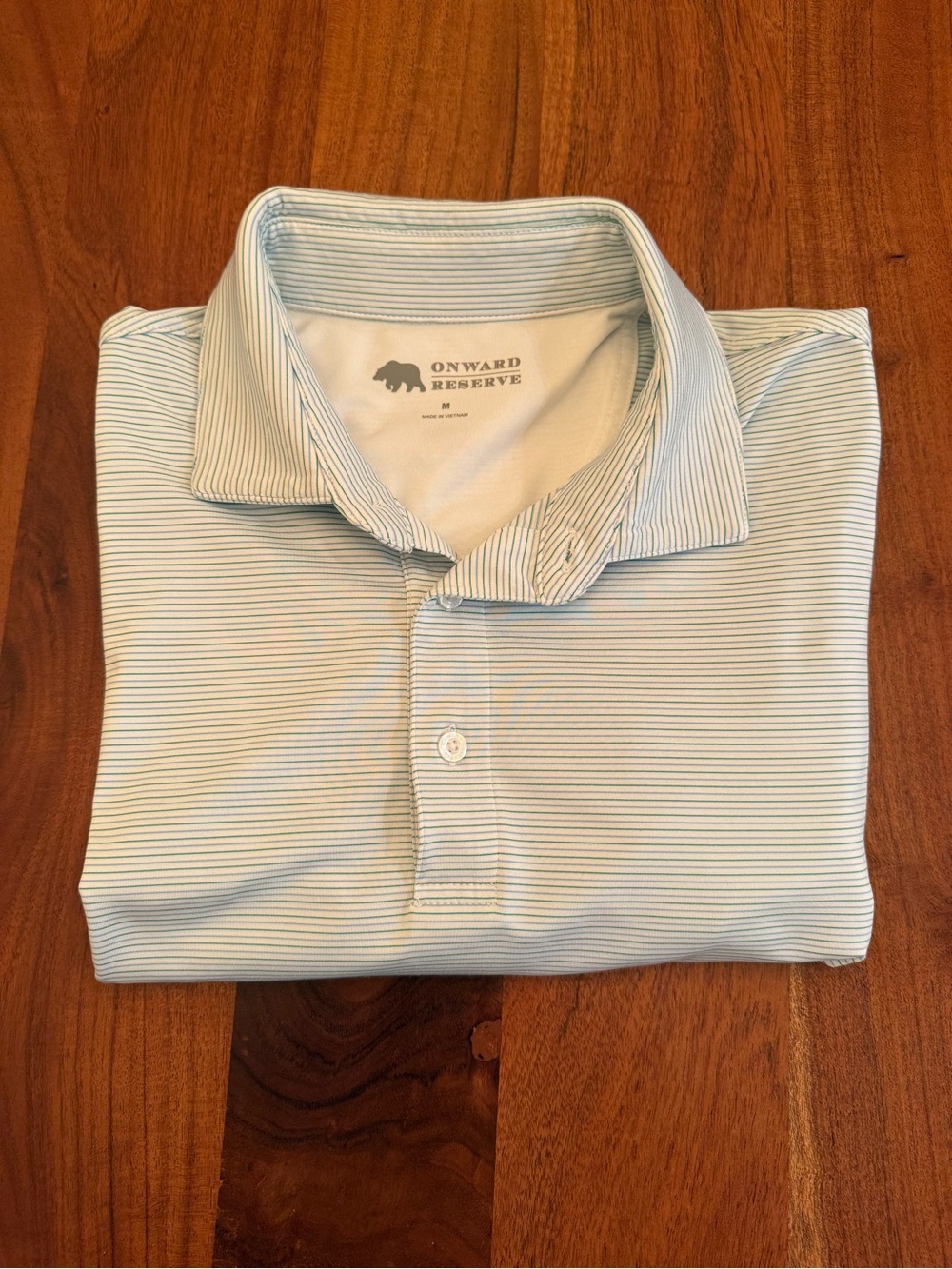 Men’s Onward Reserve Golf Polo - White/Green Striped - Medium